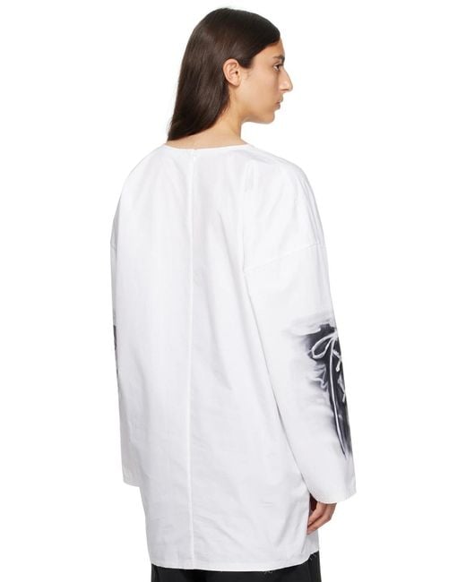 we11done White Abstract-Print Cotton Blouse