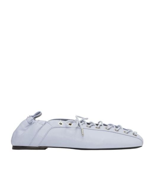 Ganni White Lace-Up Ballerinas