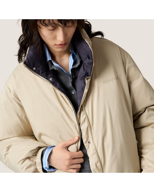 Miu Miu Blue Reversible Technical Pongé Down Jacket