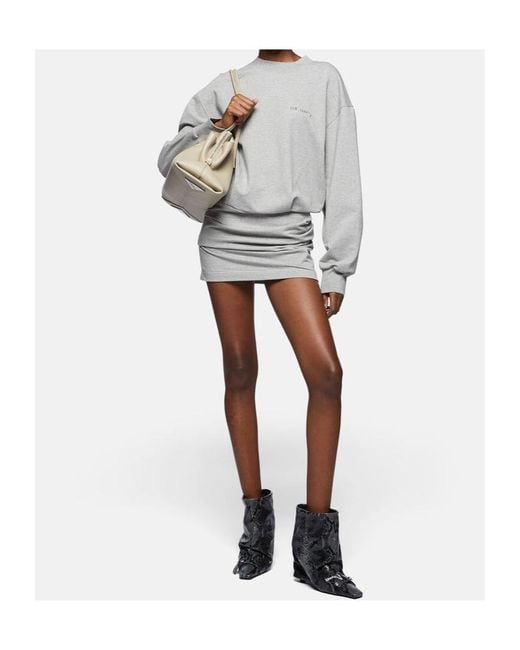 The Attico Gray The Logo Detailed Sweatshirt Dress