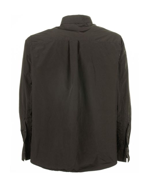 Aspesi Black Long Sleeved Press-Stud Shirt for men