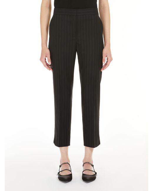 Max Mara Black Pinstripe Cigarette Tube Casual Pants