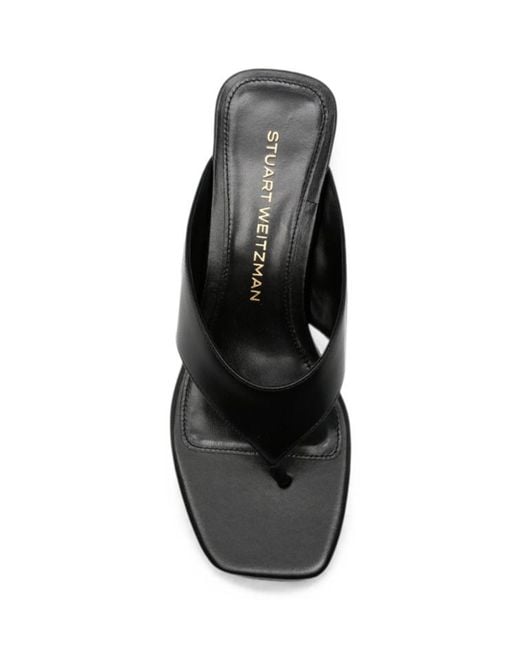 Stuart Weitzman Black Square-Toe High-Heeled Sandals