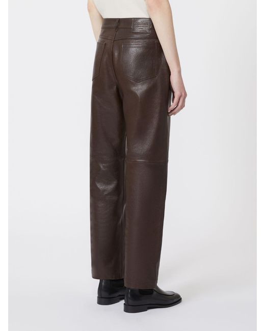 Max Mara Brown Leather Pants With Belt Loops