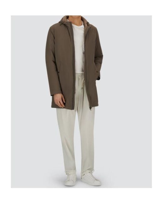 Herno Brown Zip-Up Hooded Parka for men