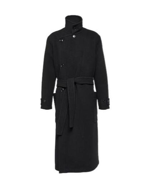 Lemaire Black Double-Sided Wool Coat for men