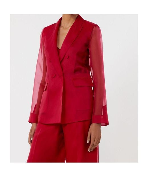 Max Mara Red Pianoforte Double-Breasted Blazer