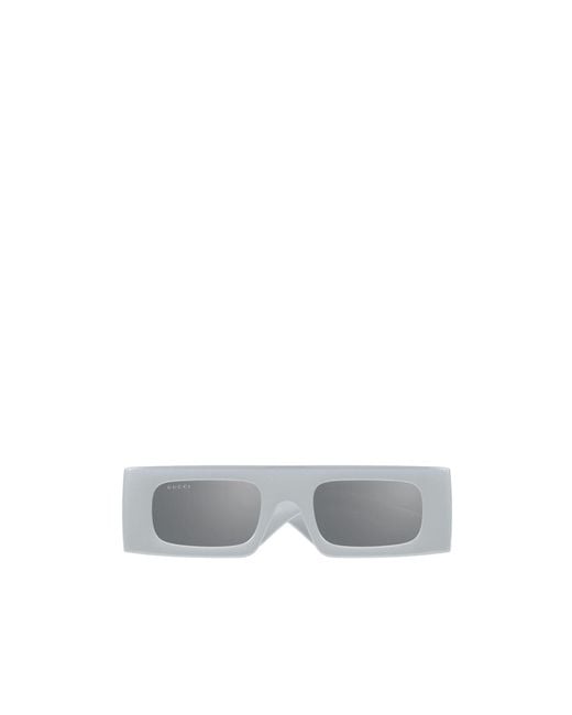 Gucci White Eyewear Rectangular Frame Sunglasses