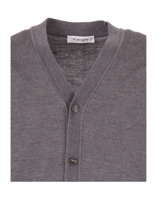 Kangra Cashmere Gray Kangra Button-Up Knitted Gilet for men