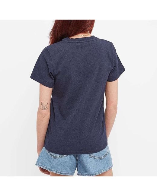 Maison Kitsuné Blue Maison Kitsuné Mini Handwriting Logo Print T-Shirt