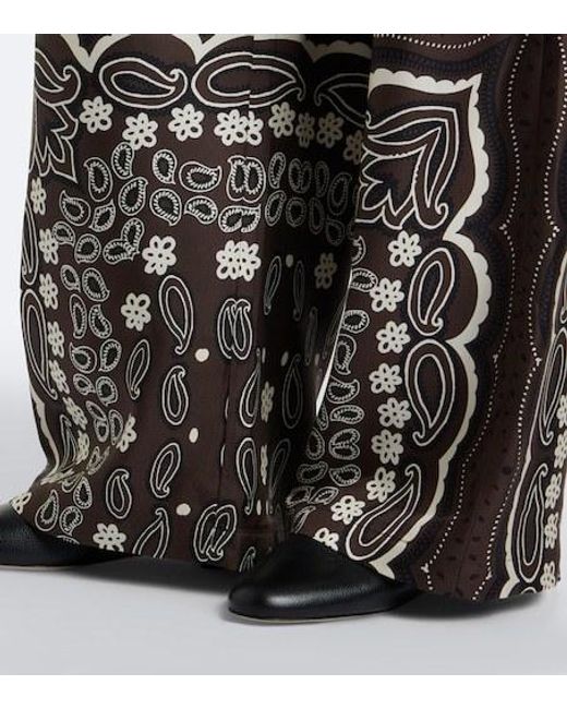 Nili Lotan Black Morgan Printed Silk Twill Wide-Leg Pants