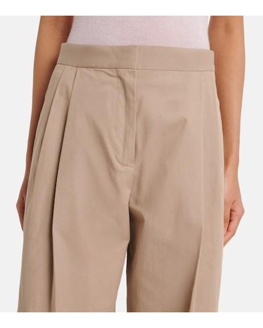 Jil Sander Natural Pleated Cotton Wide-Leg Pants
