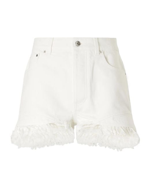 Rabanne White Fringe-Detail Denim Shorts