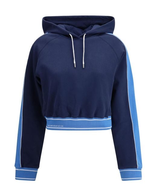 Casablanca Blue Drawstring Cropped Hoodie