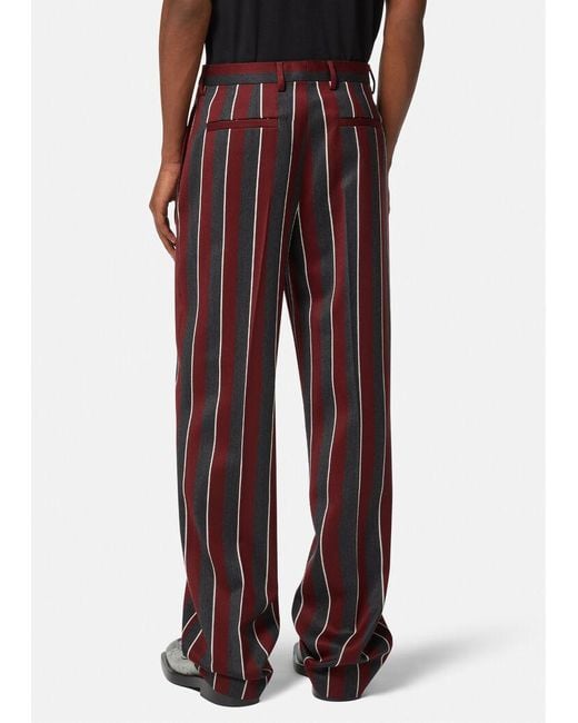 Versace Purple Formal Striped Trousers for men