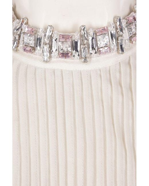 Prada White Embellished Long-Sleeved Dress