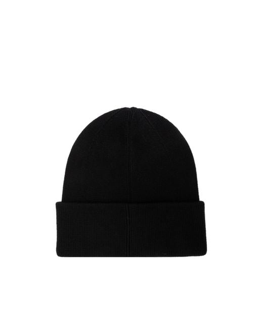 Moose Knuckles Black Helicon Logo Embroidered Beanie for men