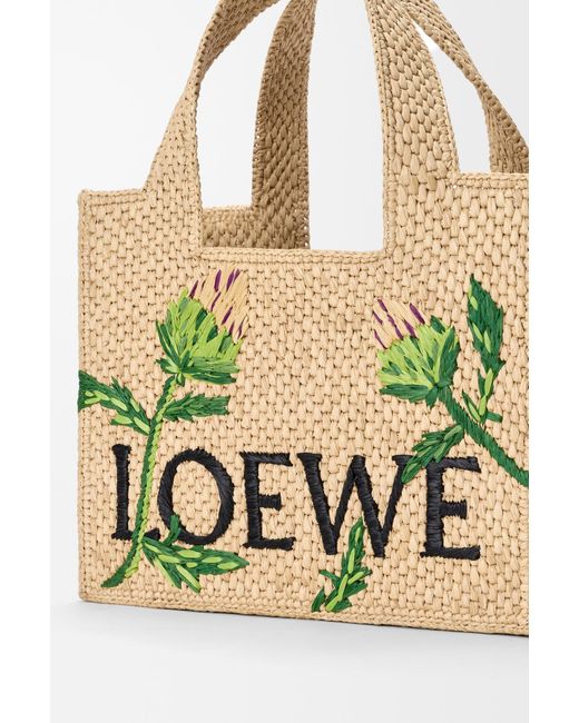 Loewe Green Font Embroidered Open Top Bag