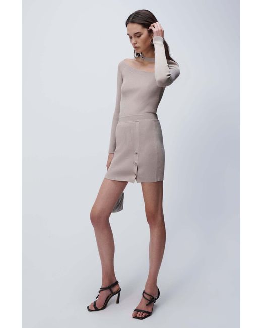 Jonathan Simkhai Multicolor Asymmetrical Cut-Out Mockneck Top