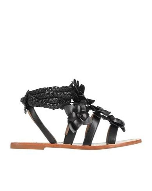 Tory Burch Black Appliquéd Sandals