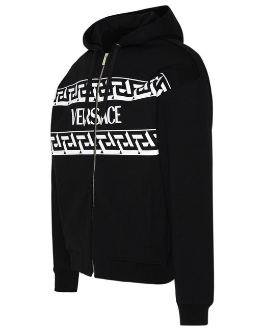 Versace Black Logo Printed Hooded Sweatshirt for men