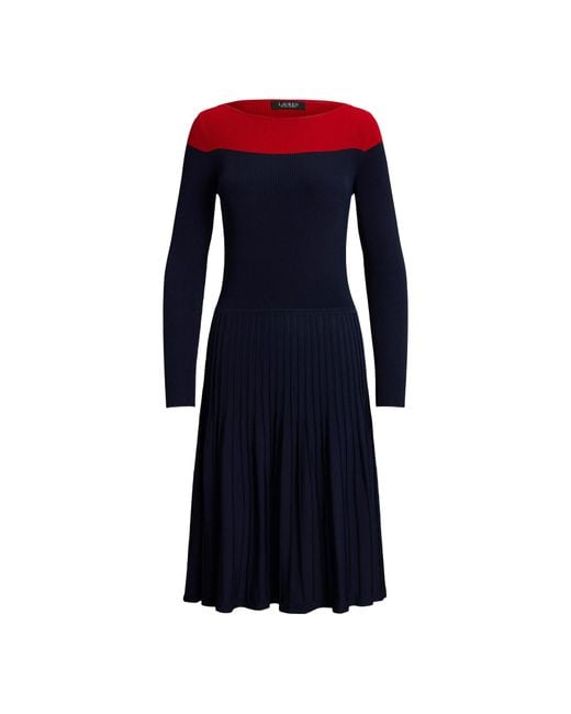 Ralph Lauren Blue Pointelle Knit Dress