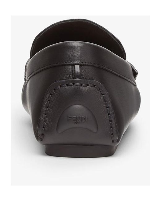 Fendi Black Logo Plaque Monogrammed Loafers for men