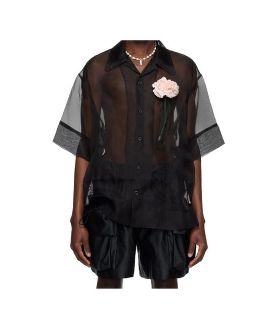 Simone Rocha Black Carnation Pocket Boxy Shirt for men