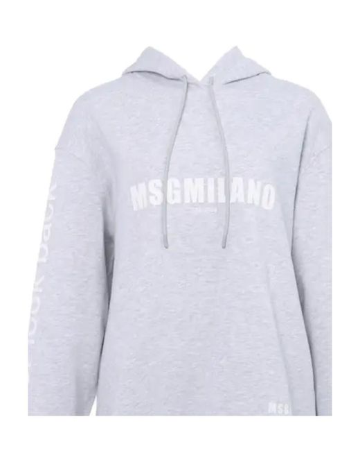 MSGM Blue Logo Details Hooded Hoodie