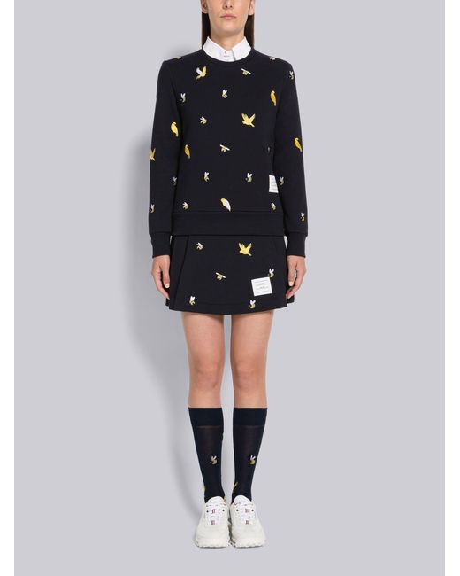 Thom Browne Black Embroidered A-Line Mini Skirt