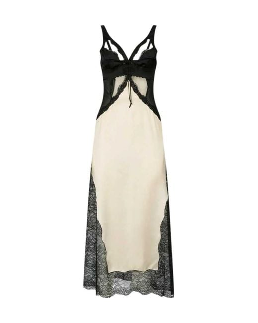 The Attico White The Two-Toned Midi Slip Dress