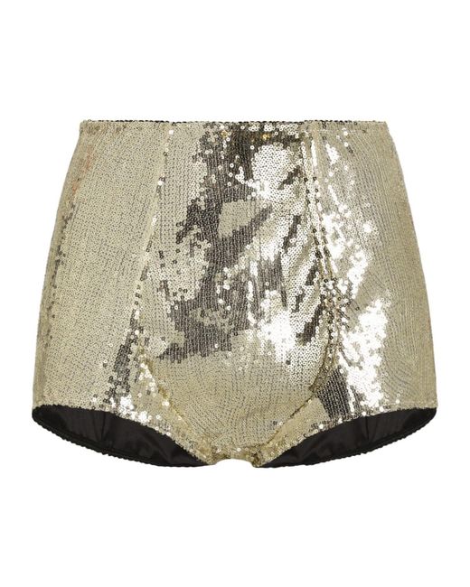 Dolce & Gabbana Natural Sequined High-Waist Panties