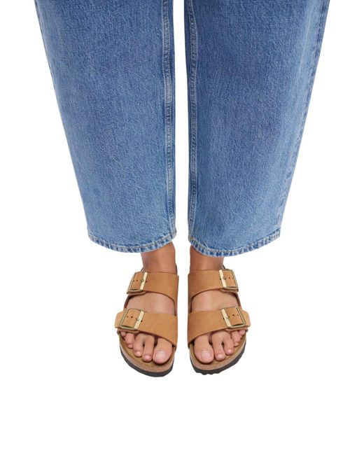 Birkenstock Brown Double-Strap Flat Slides