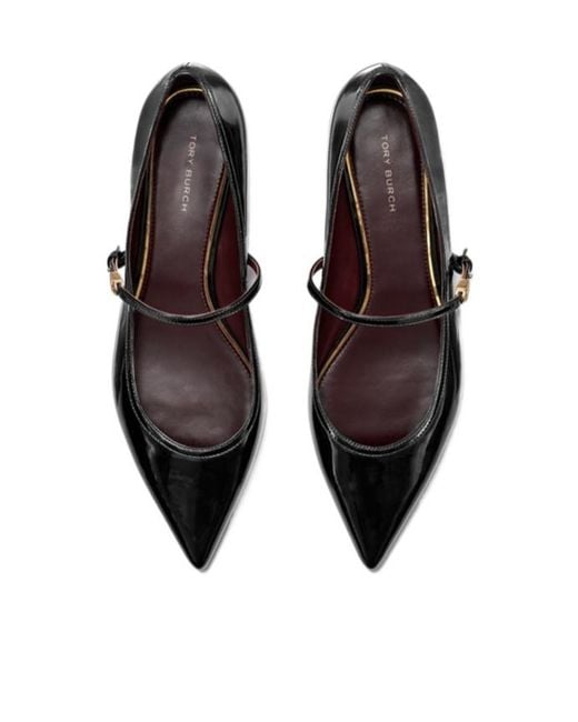 Tory Burch Black Double T-Buckle Ballet Flats