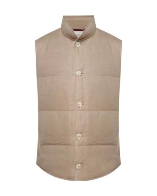 Brunello Cucinelli Natural Button-Fastening Quilted Gilet for men