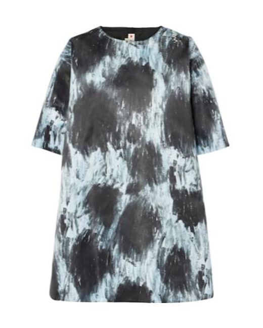 Marni Gray Leopard-Print Duchesse Satin Minidress