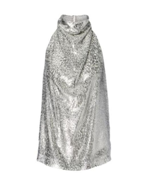 Stella McCartney Gray Halterneck Lamé Velvet Top