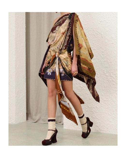 Zimmermann Brown Draped Scarf-Style Dress