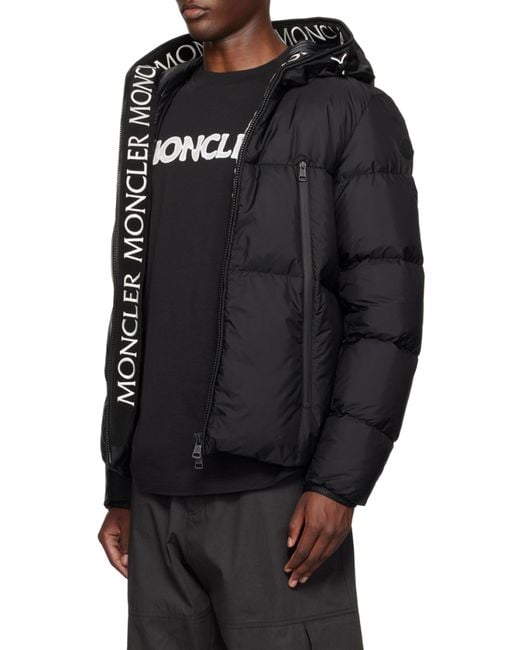 Moncler Black Zipped Hooded Puffer Jacket for men