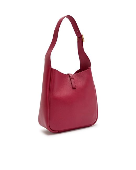 Saint Laurent Red Le 5 À 7 Small Grained Leather Hobo Bag