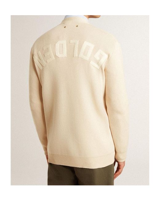 Golden Goose Deluxe Brand Natural Logo Lettering Buttoned Cardigan for men