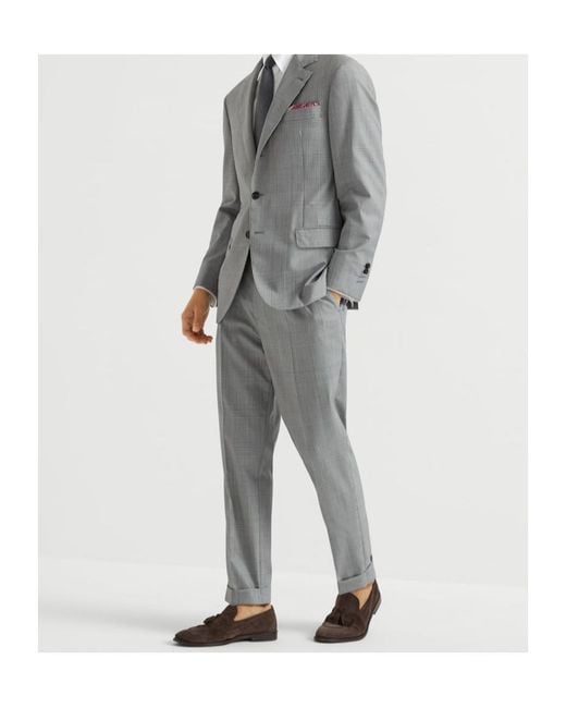 Brunello Cucinelli Gray Straight-Leg Wool Trousers for men