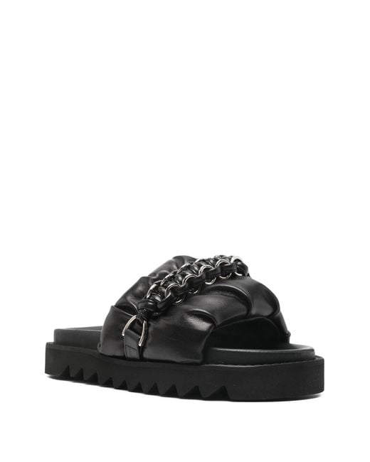 Toga Black Chain-Detail Flat Sandals