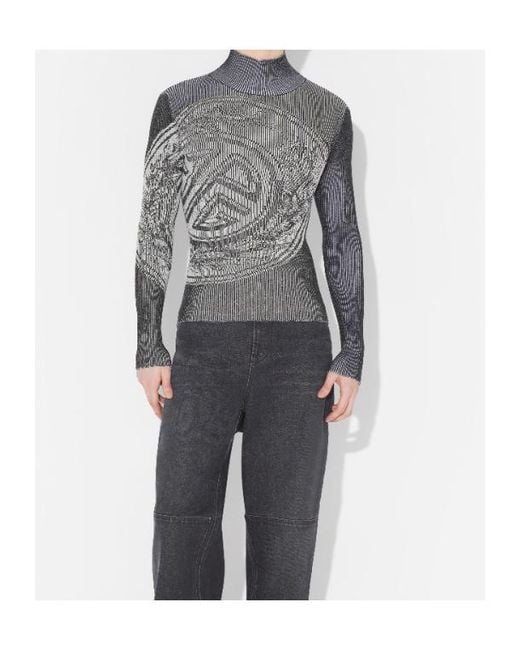 Jean Paul Gaultier Gray Laurel Stamp Jacquard Long-Sleeves Sweater for men