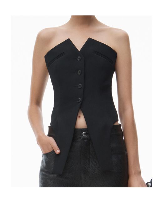 Alexander Wang Black Button-Up Sleeveless Vest