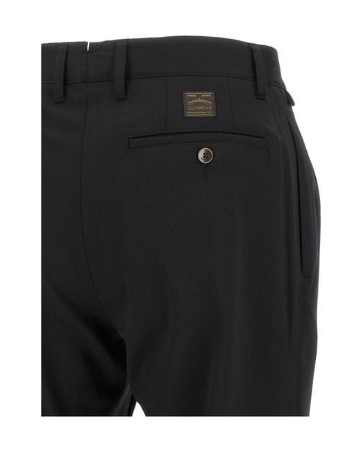 Incotex Black Pleated Tailored Pants for men