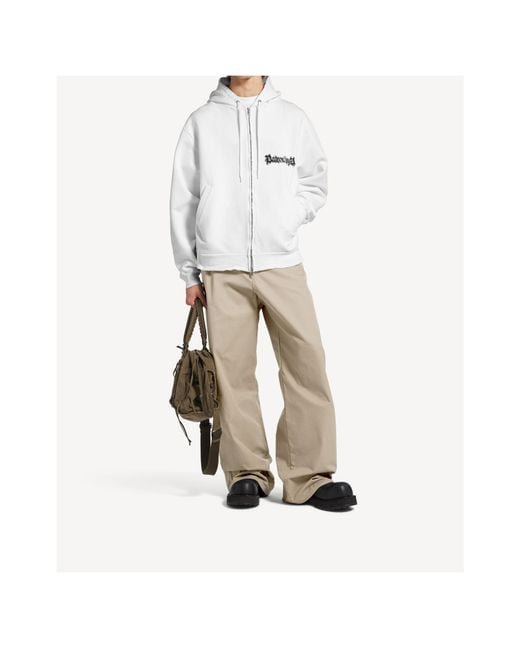 Balenciaga White Cotton Salon De Couture Zip-Up Hoodie for men