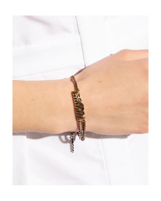 McQueen Metallic Grafitti Logo Plaque Bracelet