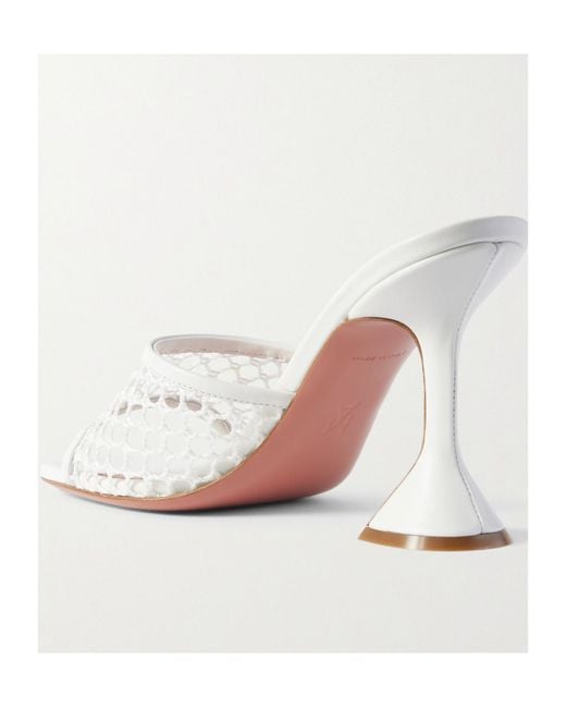 AMINA MUADDI White Round Toe. Lace-Up Front. Stiletto Heel