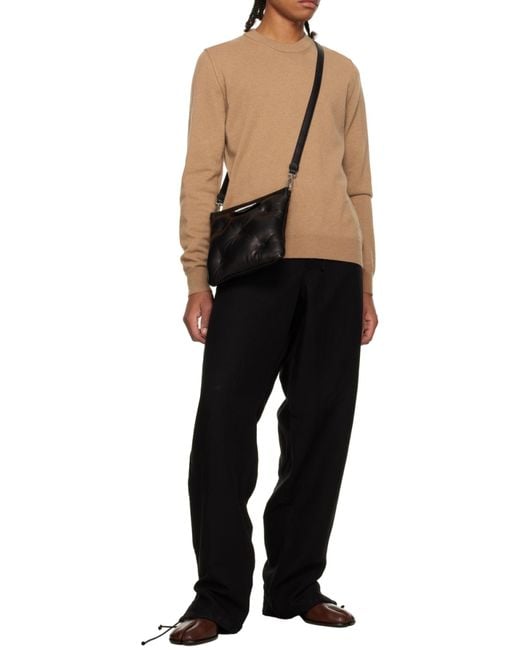 Maison Margiela Black Quilted Logo Patch Messenger Bag